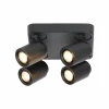 Best Freelight Spot pour plafond Razza, noir, longueur 30 cm, 4 lampes, métal
