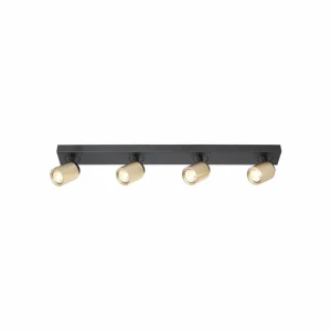 Cheap Freelight Spot pour plafond Razza, noir/or, longueur 82 cm, à 4 lampes.