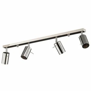 Store SOLLUX LIGHTING Spot pour plafond Round, chromé, à 4 lampes Linear