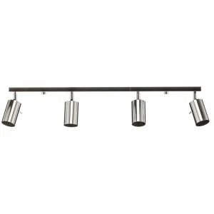 Store SOLLUX LIGHTING Spot pour plafond Round, chromé, à 4 lampes Linear