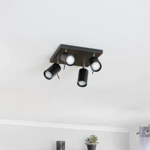 New SOLLUX LIGHTING Spot pour plafond Round noir carré, 4 lampes