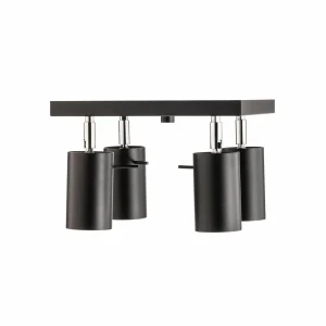 New SOLLUX LIGHTING Spot pour plafond Round noir carré, 4 lampes