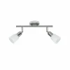Store Brilliant Spot pour plafond Sofia, fer/chrome/blanc, longueur 33 cm, à 2 lampes.