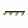 Clearance Searchlight Spot pour plafond Spinny, 4 lampes, bois de caoutchouc, longueur 90 cm, E27