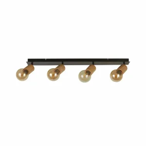 Clearance Searchlight Spot pour plafond Spinny, 4 lampes, bois de caoutchouc, longueur 90 cm, E27