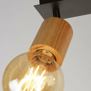 Clearance Searchlight Spot pour plafond Spinny, 4 lampes, bois de caoutchouc, longueur 90 cm, E27