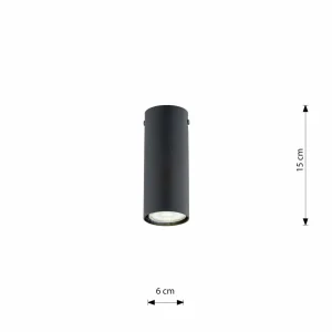 Cheap EMIBIG LIGHTING Spot pour plafond Tecno 1S, acier, GU10, hauteur 15 cm, noir