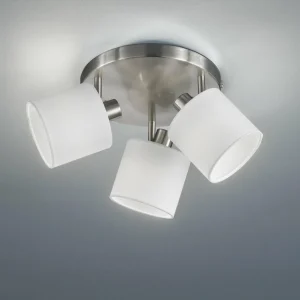 Clearance Reality Leuchten Spot pour plafond Tommy, nickel/blanc, Ø 25 cm, 3 lampes. tissu
