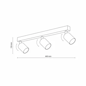 Discount TK Lighting Spot pour plafond Top, ajustable, brun, à 3 lampes linear