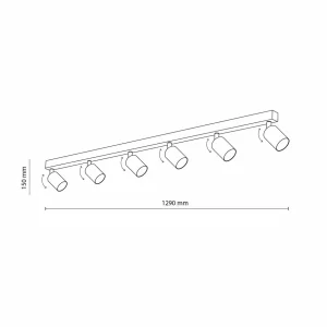 New TK Lighting Spot pour plafond Top, ajustable, brun, à 6 lampes linear