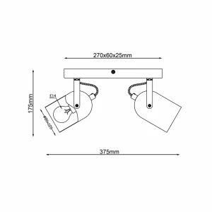 Cheap Brilliant Spot pour plafond Tronte, longueur 37,5 cm, noir/or, à 2 lampes.
