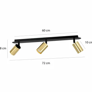 Discount EMIBIG LIGHTING Spot pour plafond Zen 3 avec 3 spots, noir-doré