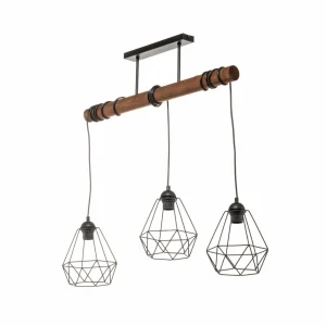Store Eko-Light Suspension Acero abat-jour cages, à trois lampes