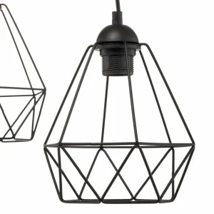 Store Eko-Light Suspension Acero abat-jour cages, à trois lampes
