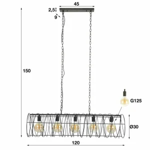 Fashion Zijlstra Suspension Aina 5 lampes avec spirales