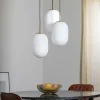 Shop Eko-Light Suspension Alias, métal doré verre opalin, 3 lampes rondes