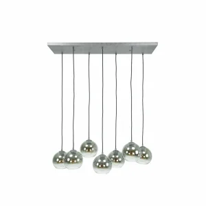 Best Zijlstra Suspension Allessandra à 7 lampes, Ø 18 cm, gris fumé, verre