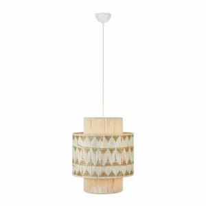 Cheap Markslöjd Suspension Ano, Ø 45 cm, textile, beige/brun