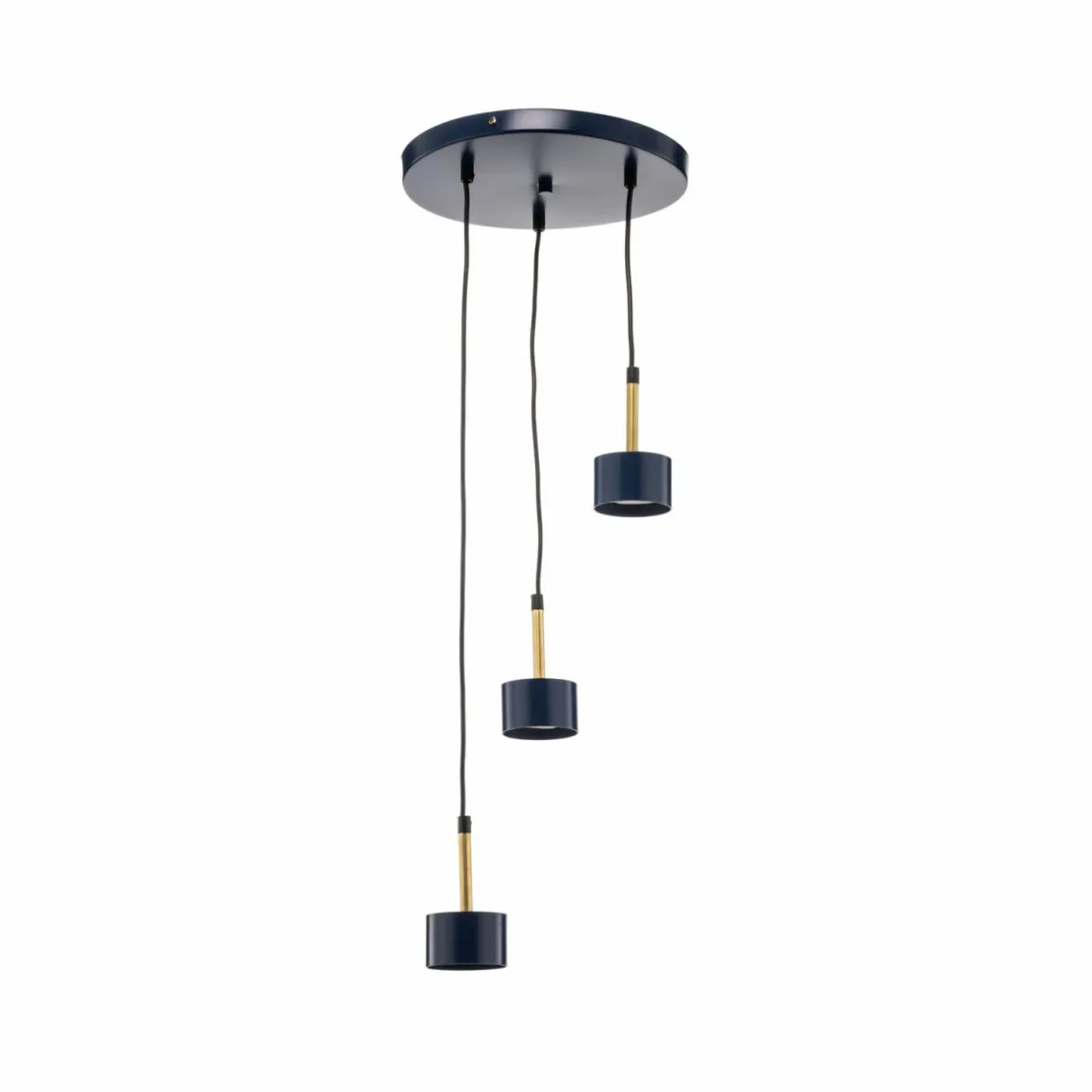 suspension_arena_ronde__trois_lampes_bleudor_1.webp Best Eko-Light Suspension Arena ronde à trois lampes, bleu-doré