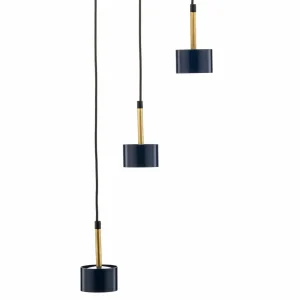 Best Eko-Light Suspension Arena ronde à trois lampes, bleu-doré