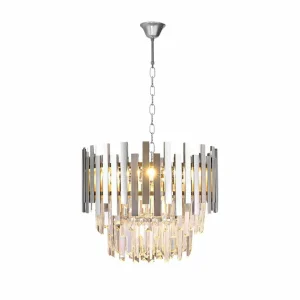 New Eko-Light Suspension Aspen métal chromé cristaux de verre hauteur 30 cm