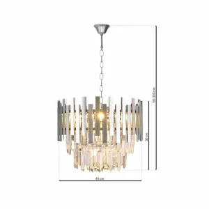 New Eko-Light Suspension Aspen métal chromé cristaux de verre hauteur 30 cm