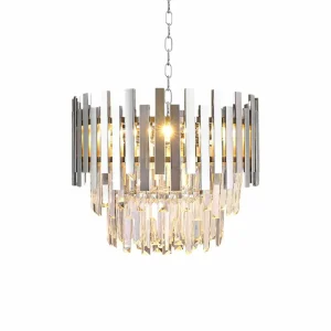 New Eko-Light Suspension Aspen métal chromé cristaux de verre hauteur 30 cm
