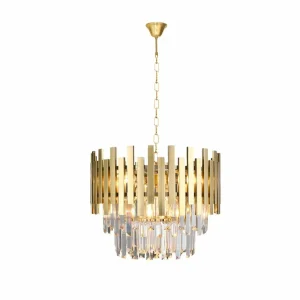 Flash Sale Eko-Light Suspension Aspen Métal doré Cristaux de verre, hauteur 30 cm