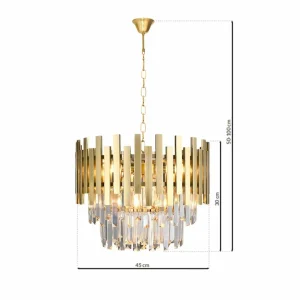Flash Sale Eko-Light Suspension Aspen Métal doré Cristaux de verre, hauteur 30 cm