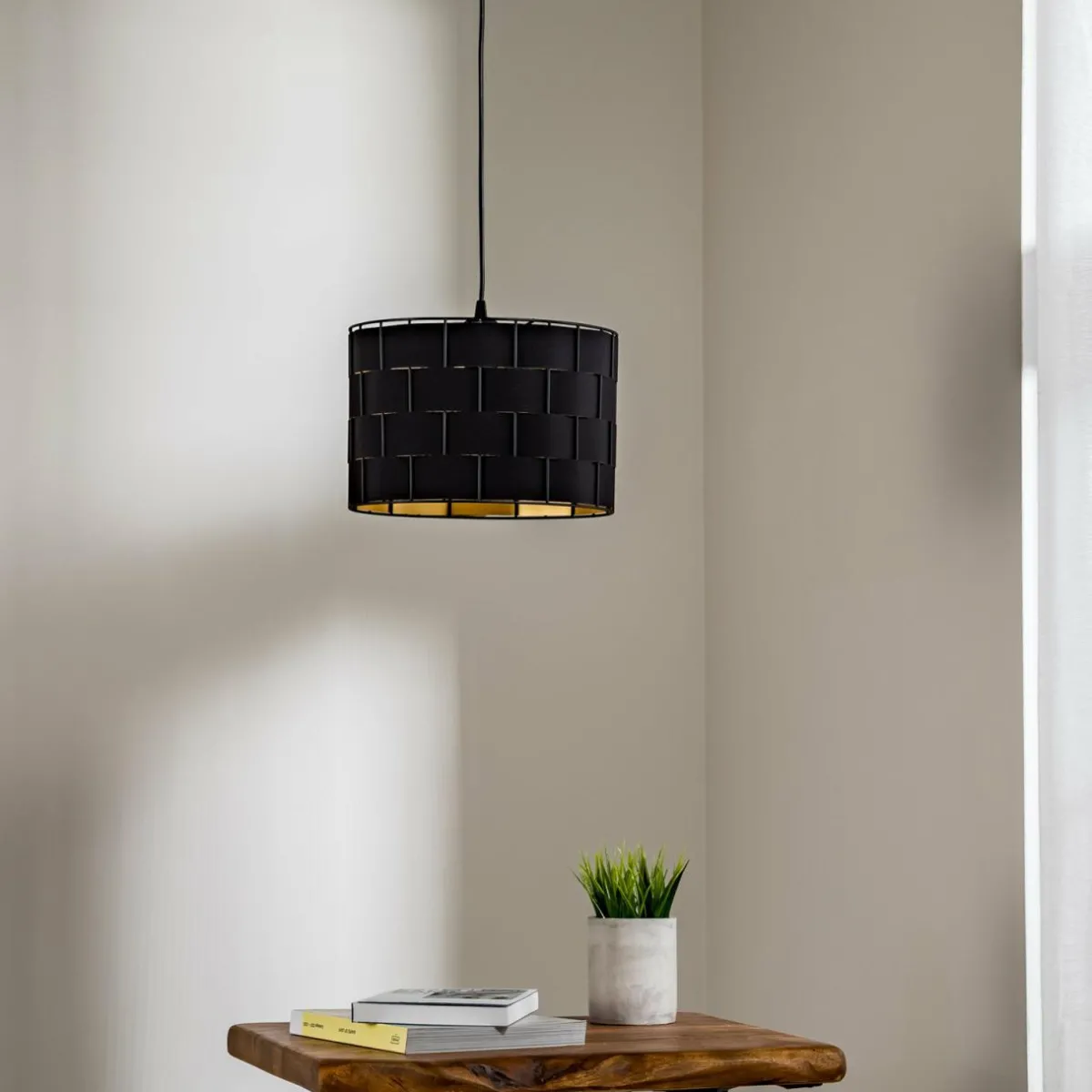 suspension_atlanta_noir___cm_textile_e_0.webp Best Sale HELAM Suspension Atlanta, noir, Ø 30 cm, textile, E27