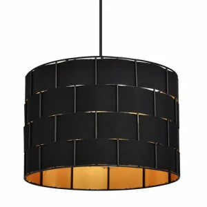Best Sale HELAM Suspension Atlanta, noir, Ø 30 cm, textile, E27