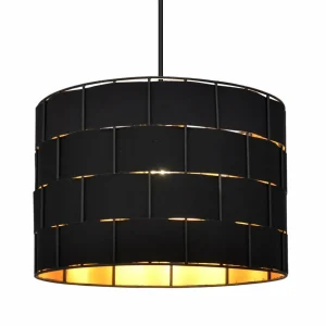 Best Sale HELAM Suspension Atlanta, noir, Ø 30 cm, textile, E27