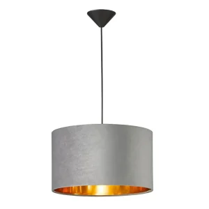 Outlet FISCHER & HONSEL Suspension Aura abat-jour velours, Ø 40 cm, grise