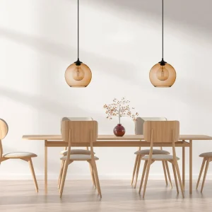 Sale Euluna Suspension Ball Abat-jour en verre ambre Ø 25cm