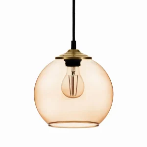 Fashion Solbika Lighting Suspension Ball Abat-jour en verre brun clair Ø 20cm