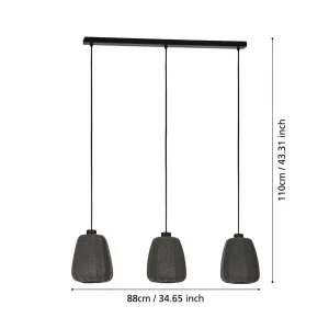 Online EGLO Suspension Barlaston, abat-jour tissu à 3 lampes