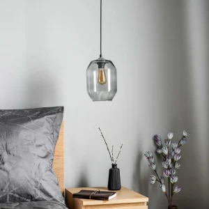 Online Solbika Lighting Suspension Barrel Abat-jour gris fumé soufflé à la bouche