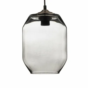 Online Solbika Lighting Suspension Barrel Abat-jour gris fumé soufflé à la bouche