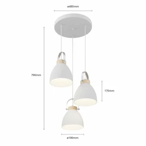 Cheap Lamkur Suspension Bergen à 3 lampes, ronde, blanche