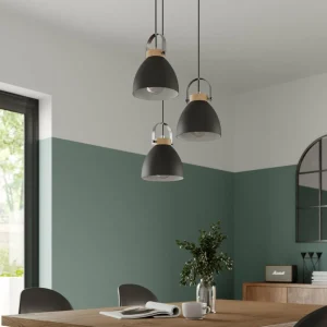 Outlet Lamkur Suspension Bergen à 3 lampes, ronde, graphite