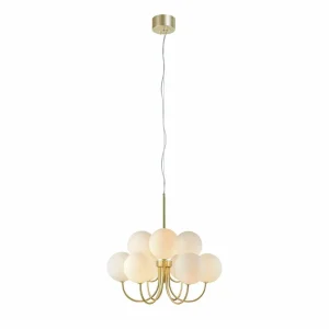 Hot Markslöjd Suspension Bianco, 9 lampes, or/blanc, verre, G9