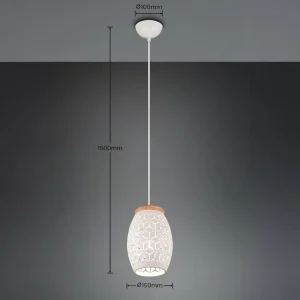Outlet Reality Leuchten Suspension Bidar, Ø 15 cm, blanc mat, métal