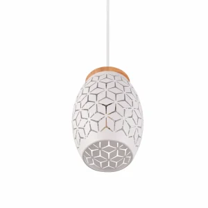 Outlet Reality Leuchten Suspension Bidar, Ø 15 cm, blanc mat, métal