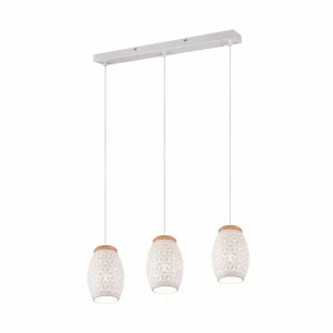 Shop Reality Leuchten Suspension Bidar, longueur 71 cm, blanc mat, 3 lampes, métal