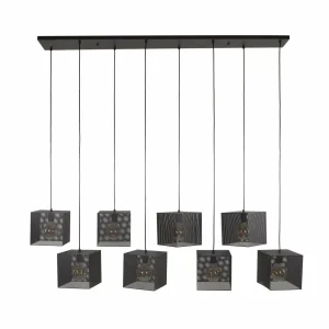 Shop Zijlstra Suspension Block, noir, 160 x 30 cm, métal, à 8 lampes