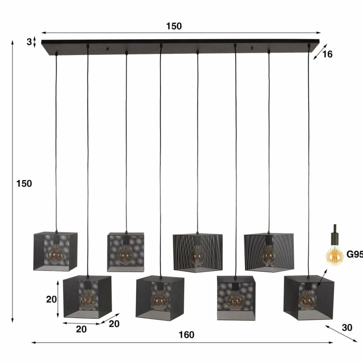 suspension_block_noir__x__cm_mtal___lampes_2.webp Shop Zijlstra Suspension Block, noir, 160 x 30 cm, métal, à 8 lampes