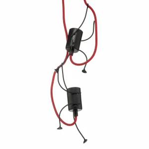 Best Sale EMIBIG LIGHTING Suspension Bobi 2 en noir, câble rouge, à 2 lampes