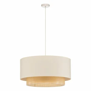 Sale Duolla Suspension Boho Ø 60 cm 1 lampe écru-blanc/rotin
