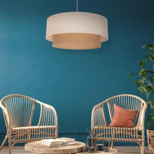 Store Duolla Suspension Boho Ø 60 cm 1 lampe écru/jute brun