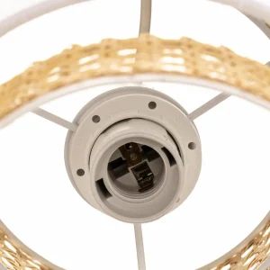Best Sale TK Lighting Suspension Boho linéaire à 3 lampes blanche/rotin